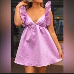 Buddy Love Lilac Mini Dress with Ruffle Sleeves